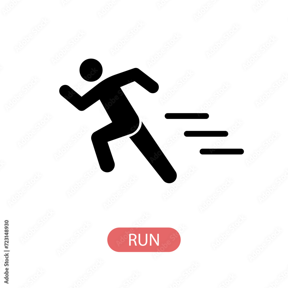 Icon people running fast, jogging and walking. Vector icon