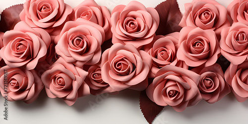 Pink roses isolated on white background in love vibe