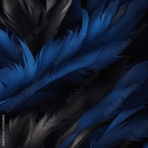 Stylish Black and Blue Soft Feathers Background