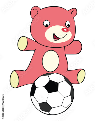A teddy bear and a football