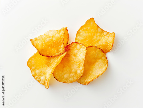 Potato chip isolated on white background. Minimalist style image.  
