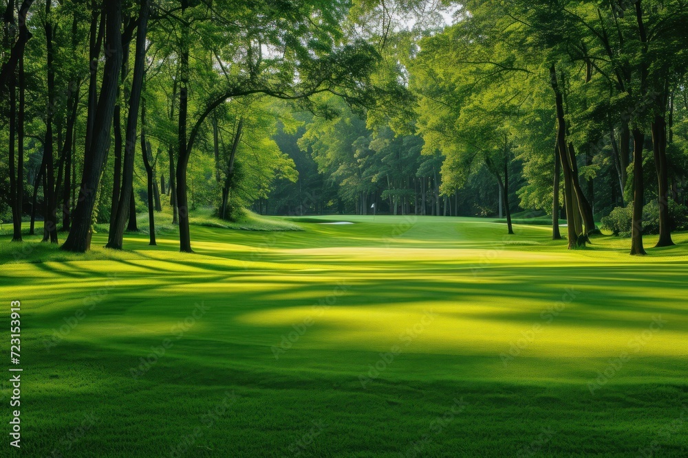 Lush turf and trees on a golf course