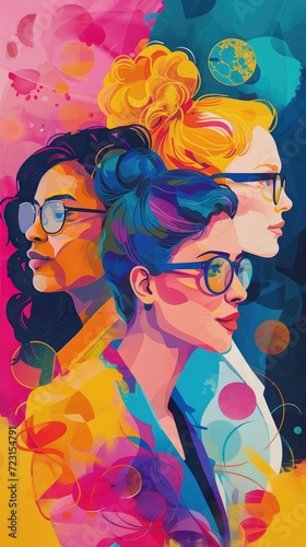 Wallpaper Mural "Global Empowerment: Feminist Celebration Illustration" Torontodigital.ca