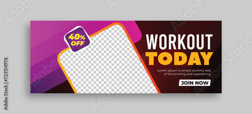 Gym and fitness training workout facebook cover web banner design Modern and creative editable template