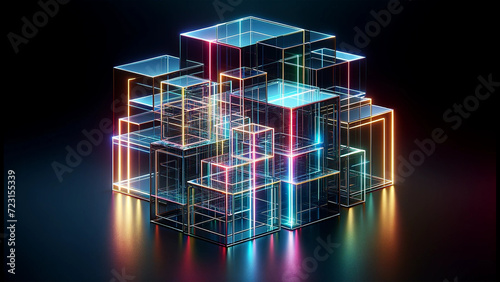 Neon Glass Cubes Art