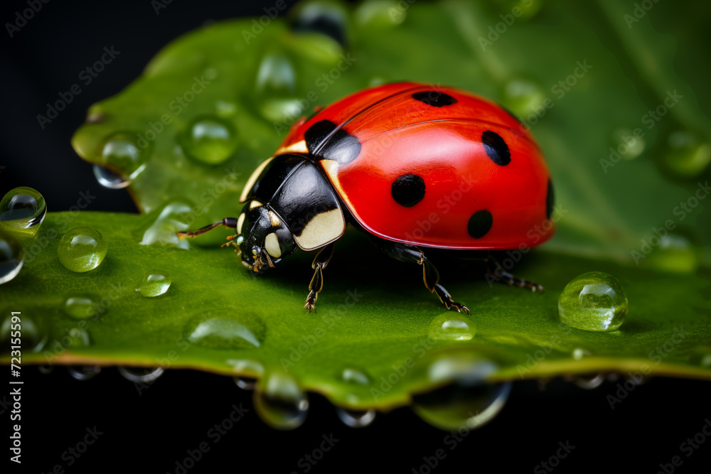 Close-up of a ladybug on a leaf Close-up of a ladybug on a leaf