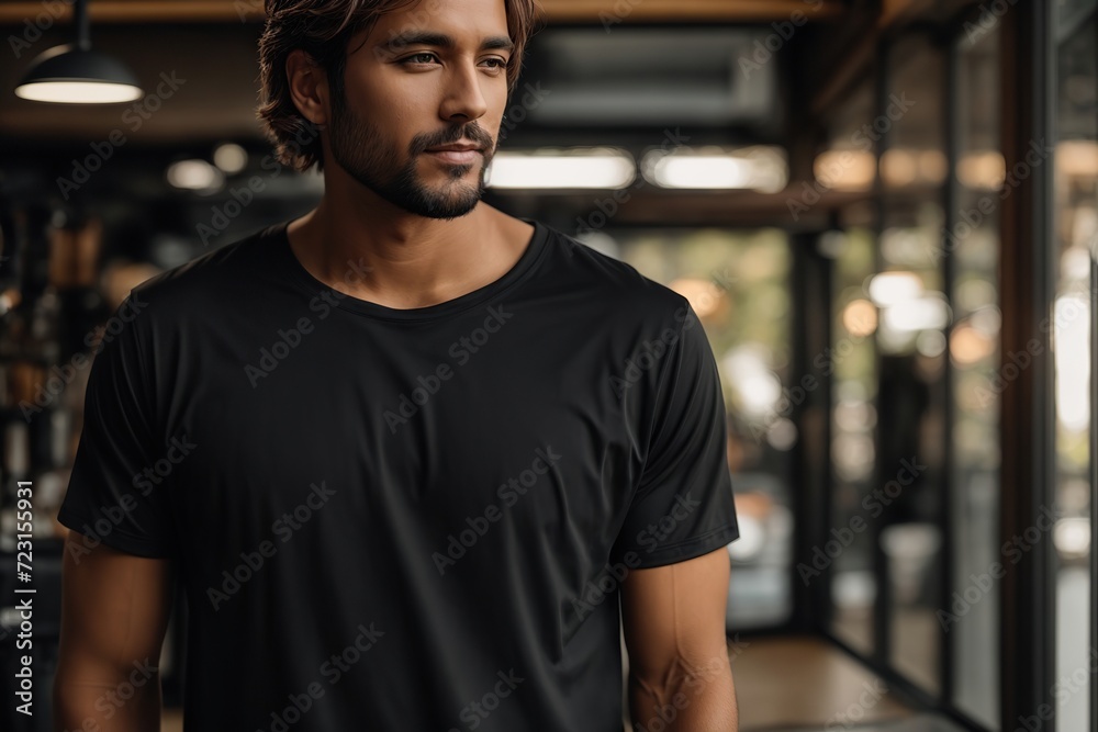 Plain black t-shirt front for mockup Plain black t-shirt front for mockup
