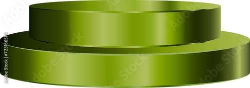Green two step stage podium for product display, no background 