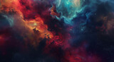 a colorful background has space elements in