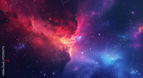a colorful background has space elements in