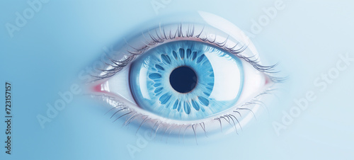 An eye on a light blue background, generative AI