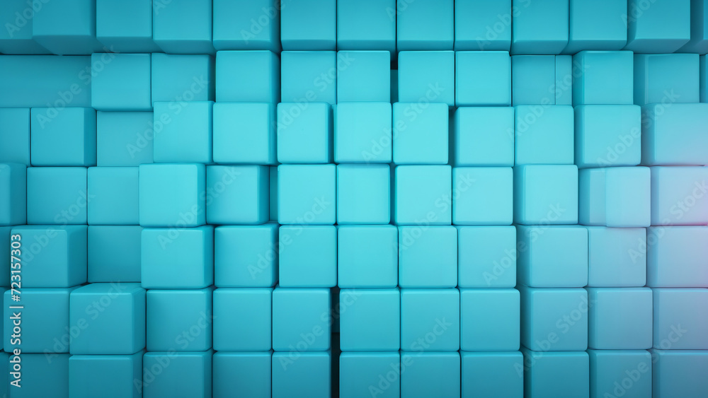  a blue background with squares of different sizes in the center of the image ioctane renderer, an ambient occlusion render, objective abstraction