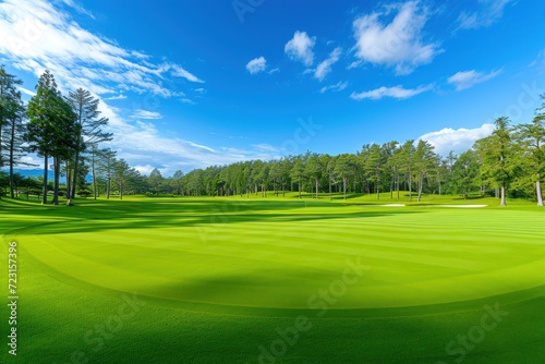 Scenic view of Hokkaido golf course featuring lush greenery