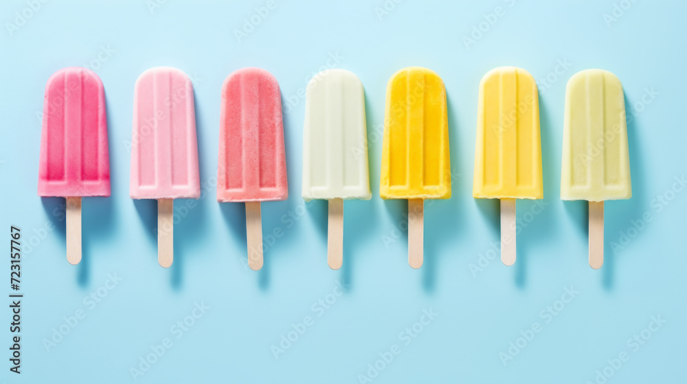 Set of various colorful fruit and berry popsicles Set of various colorful fruit and berry popsicles