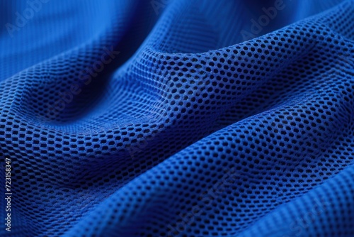 Football jersey with blue fabric and air mesh texture background