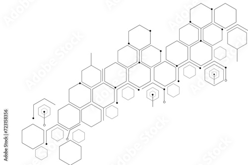 Chemical pattern with hexagons and dots,Molecular background © Emma