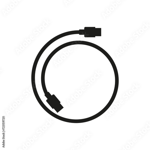 Long usb cable wire cord round shape. Vector silhouette.  photo