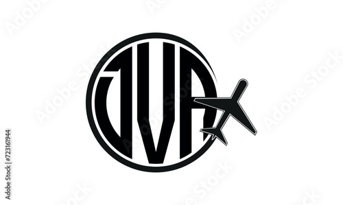 DVA three initial letter circle tour & travel agency logo design vector template. hajj Umrah agency, abstract, wordmark, business, monogram, minimalist, brand, company, flat, tourism agency, tourist