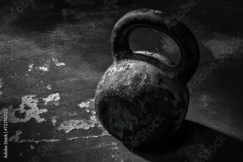 Black and white photo of a sturdy 30 kg cast iron kettlebell