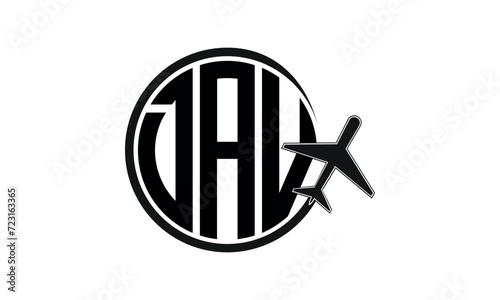 DAV three initial letter circle tour & travel agency logo design vector template. hajj Umrah agency, abstract, wordmark, business, monogram, minimalist, brand, company, flat, tourism agency, tourist