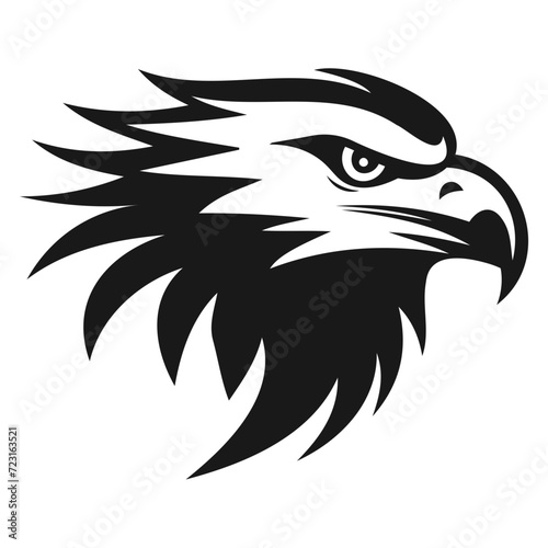 Eagle icon vector emblem symbol. Head icon design isolated on a transparent background. Modern black and white illustration. Simple minimalistic silhouette design for logo, tattoo, and t-shirt print