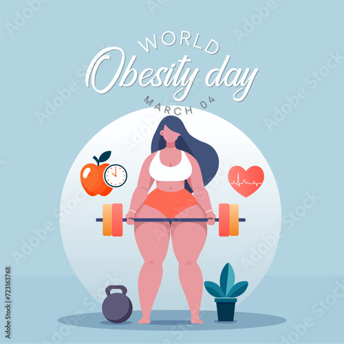 World Obesity day is observed every year on March 4, with the view of promoting practical solutions to end the global obesity crisis. Vector illustration