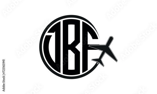 DBF three initial letter circle tour & travel agency logo design vector template. hajj Umrah agency, abstract, wordmark, business, monogram, minimalist, brand, company, flat, tourism agency, tourist