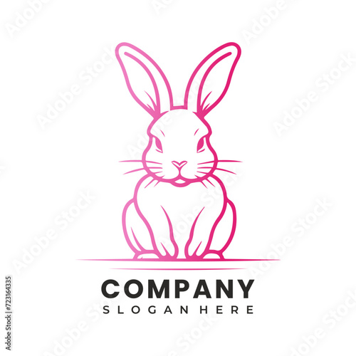 minimalist vector rabbit line art gradient logo © AinStory
