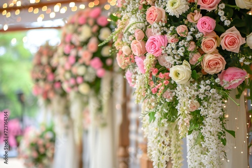 Wedding decor with flowers of the Banquet hall