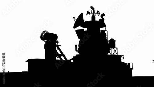 Silhouettes of Radar system with antenna stations on a white background photo