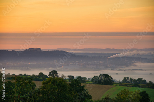 Nebel im Coburger Land Oberfranken Deutschland