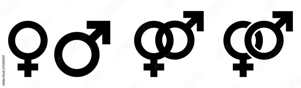 Gender symbol. Female and male icon. Man and woman sign. Vector EPS 10. Isolated. Gender symbol. Female and male icon. Man and woman sign. Vector EPS 10. Isolated.