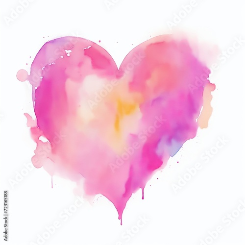 A Colorful Watercolor Heart Shape on a white background