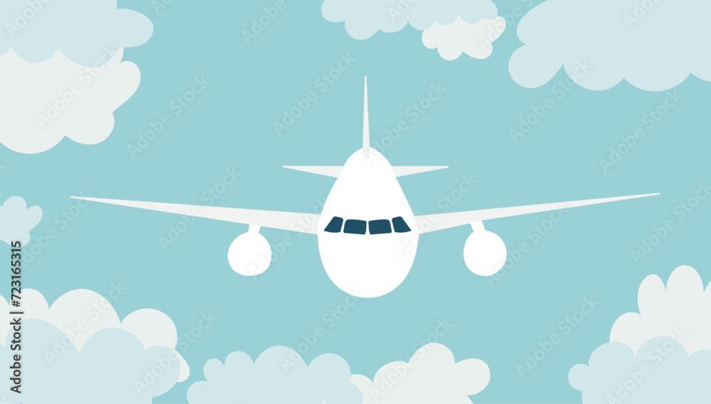 passenger plane flies in the sky  - obrazy, fototapety, plakaty 