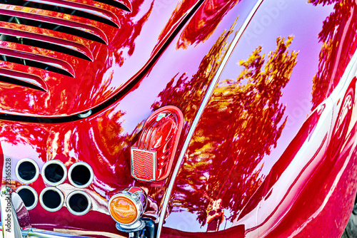 Details of an old, classic car, retro vehicle.