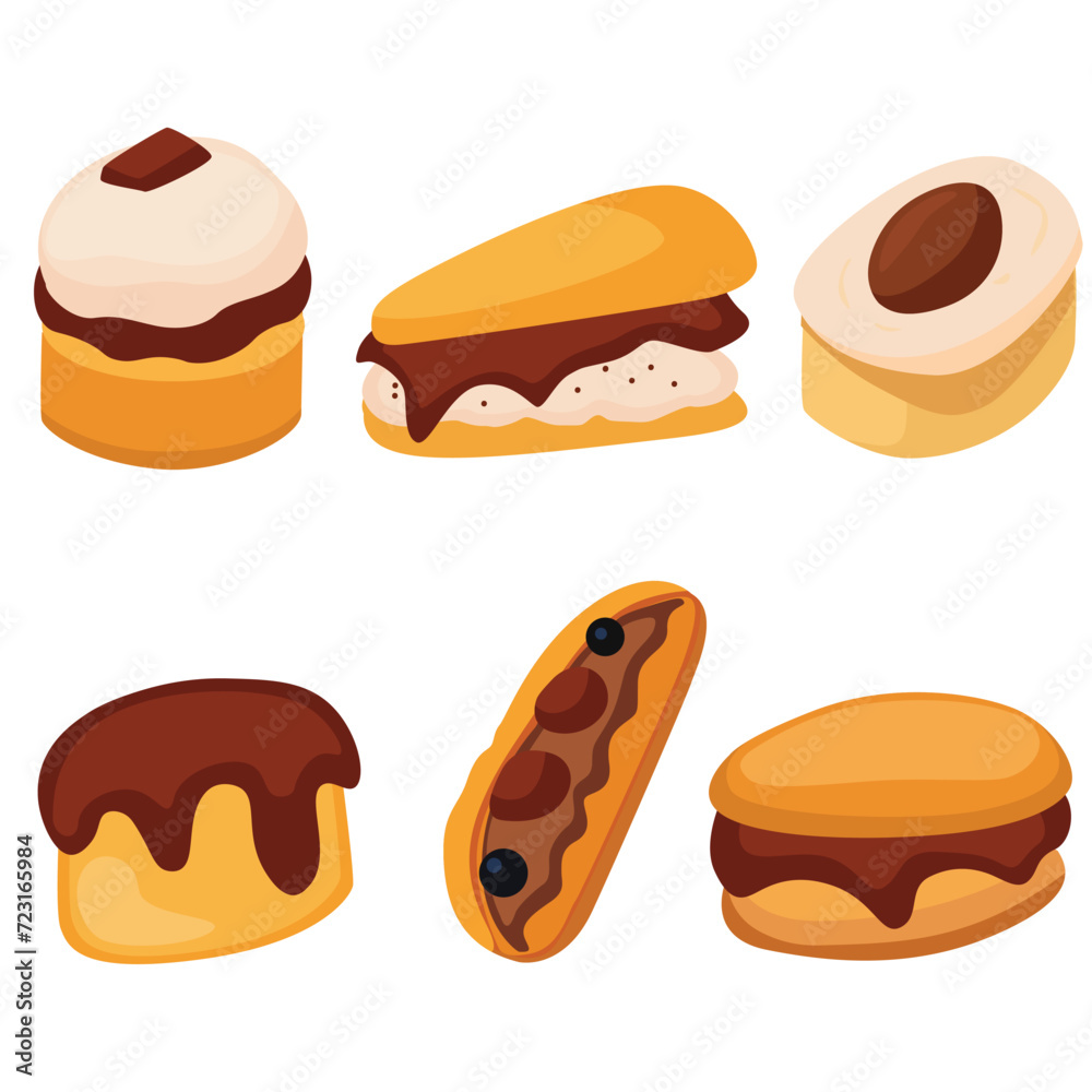 set of chocolate bread designs.vector