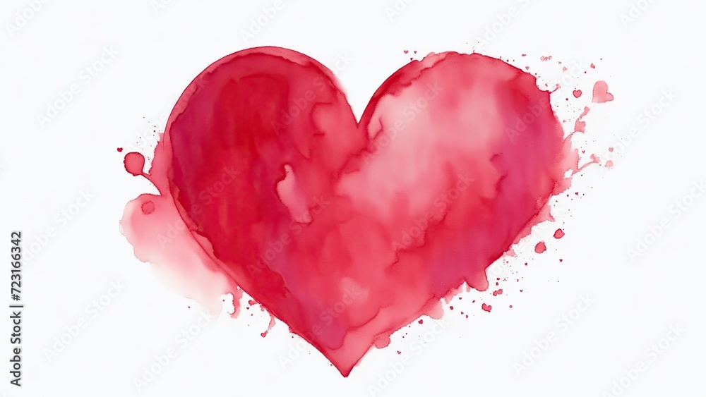 A Red Watercolor Heart Shape on a white background