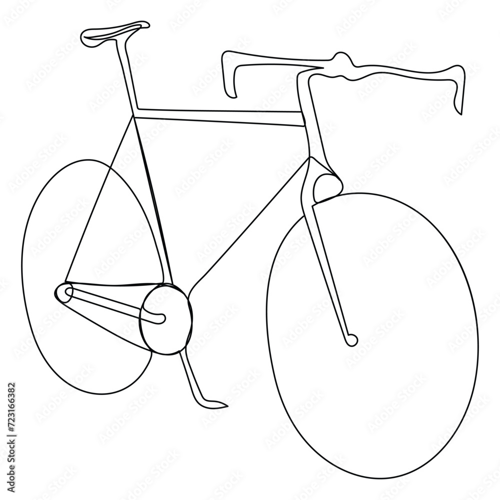 Continuous single vector line art drawing and one line illustration of Bicycle
