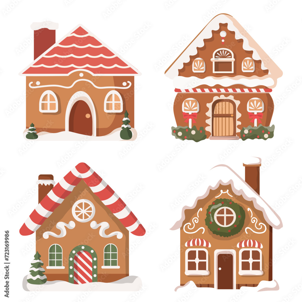 gingerbread house design set.vector