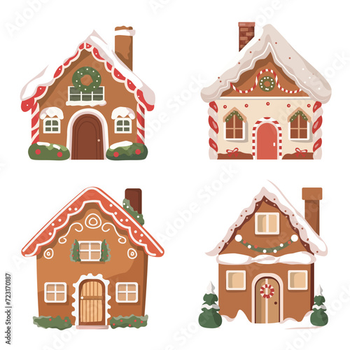 gingerbread house design set.vector