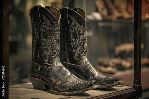 Black cowboy boots showcased