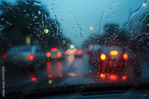 Rain caused your car s windshield to become soaked resulting in blurred vision while stuck in traffic