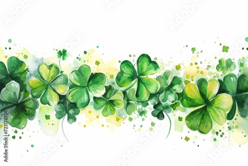 Watercolor green clover on a white background. St patrick's day celebration concept in Ireland