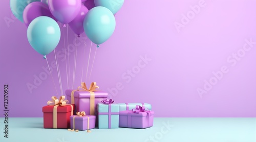birthday gift mock up gift and balloon