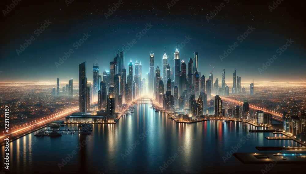 Dusk Reflections: A Futuristic City's Twilight