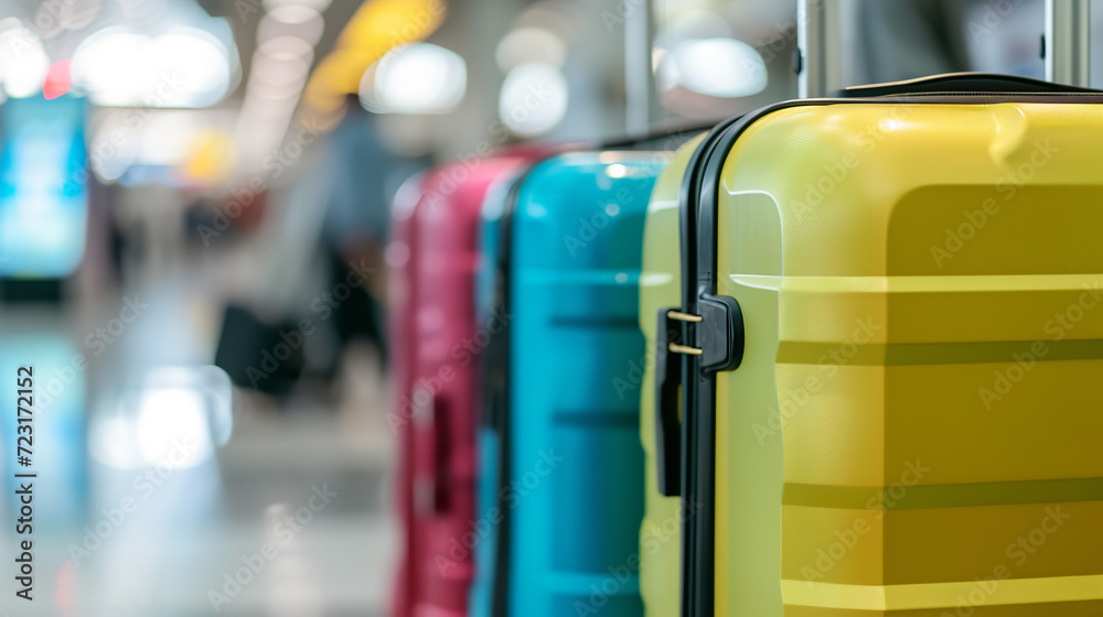 planning for business travel trip schedule and searching for a flight booking or for vacations and holiday travel concepts as wide banner of luggage suitcases at the airport planning for business travel trip schedule and searching for a flight booking or for vacations and holiday travel concepts as wide banner of luggage suitcases at the airport