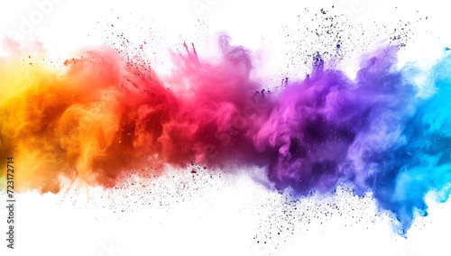 a rainbow colored powder is created on a white backgr