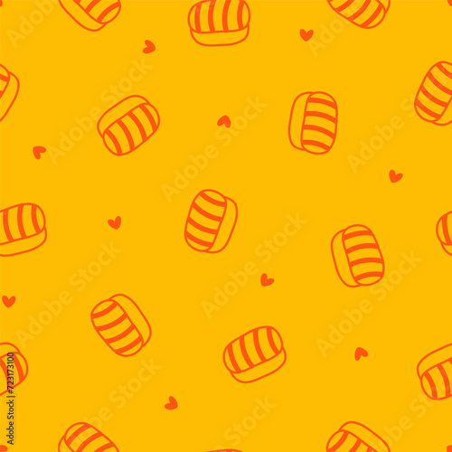 Yellow seamless pattern with orange sashimi