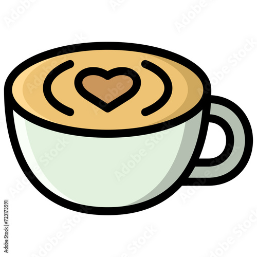 latte icon illustration design with filled outline