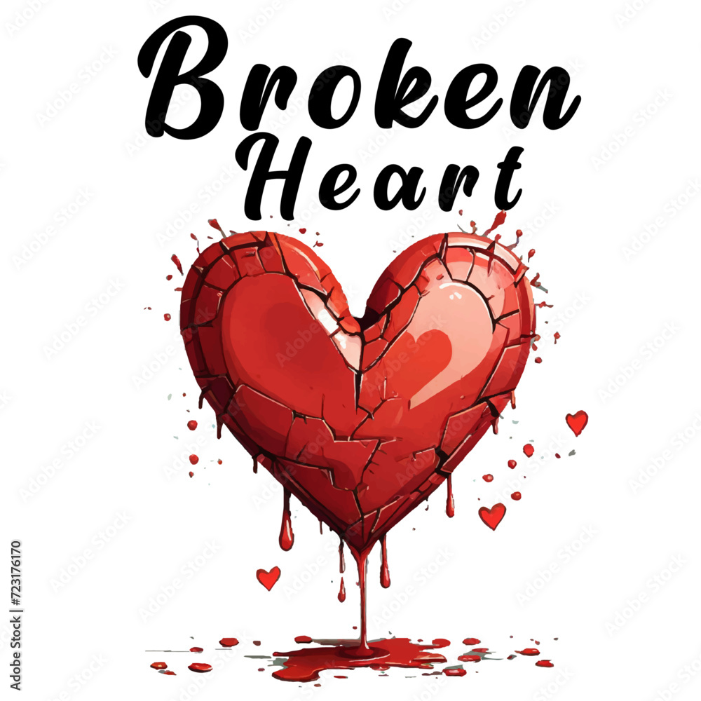 Valentines Retro Sublimation T shirt, Broken Heart 